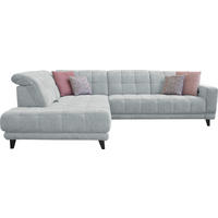 ECKSOFA in Webstoff Hellgrau  - Hellgrau/Schwarz, Design, Holz/Textil (216/302cm) - Xora