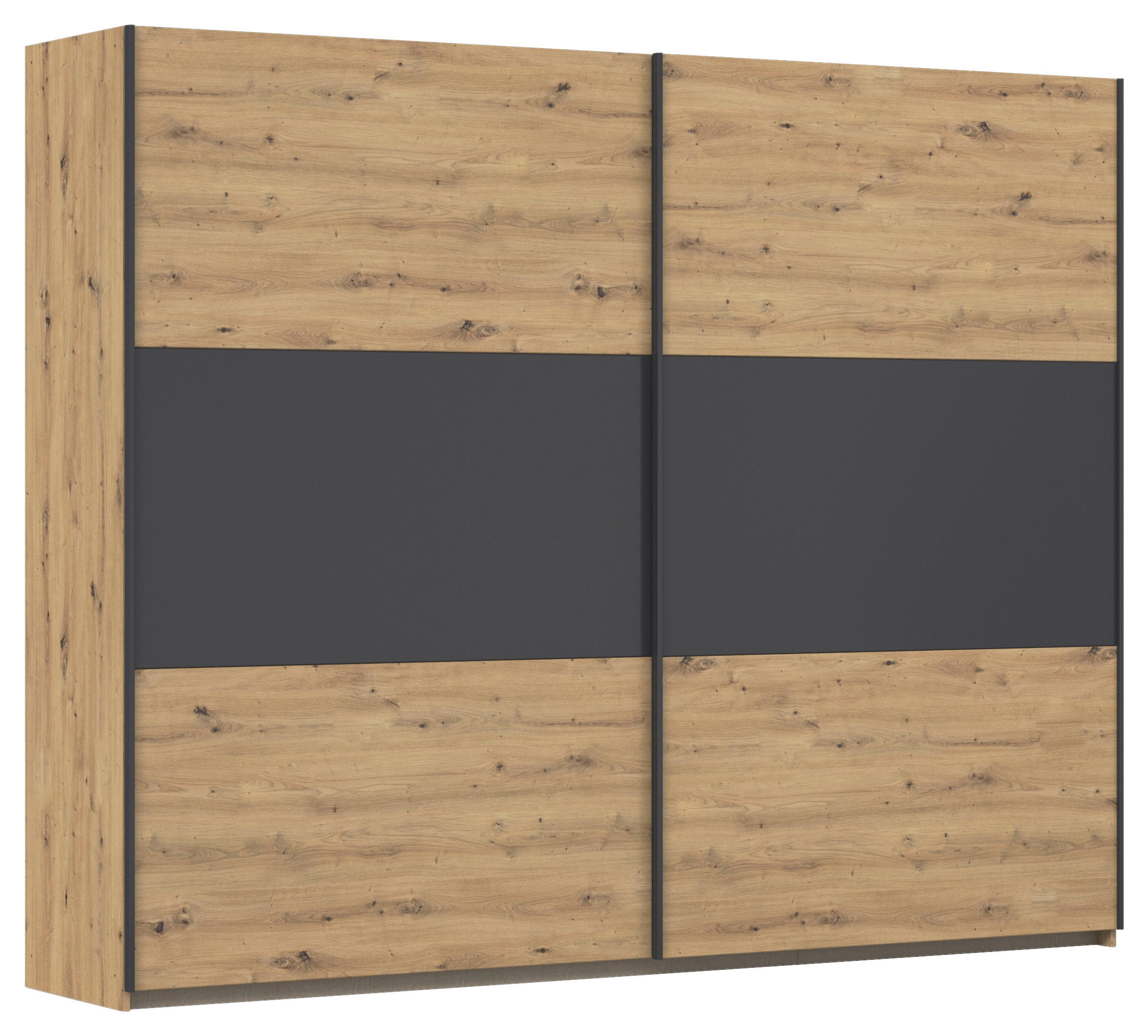 SCHWEBETÜRENSCHRANK 261/210/59 cm 2-türig Grau, Alufarben, Eiche Artisan  - Alufarben/Eiche Artisan, MODERN, Holzwerkstoff/Metall (261/210/59cm) - Rauch Möbel
