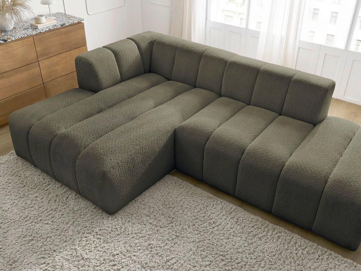ECKSOFA  ANNECY Grün Bouclé  - Schwarz/Grün, MODERN, Kunststoff/Textil (170/262cm)
