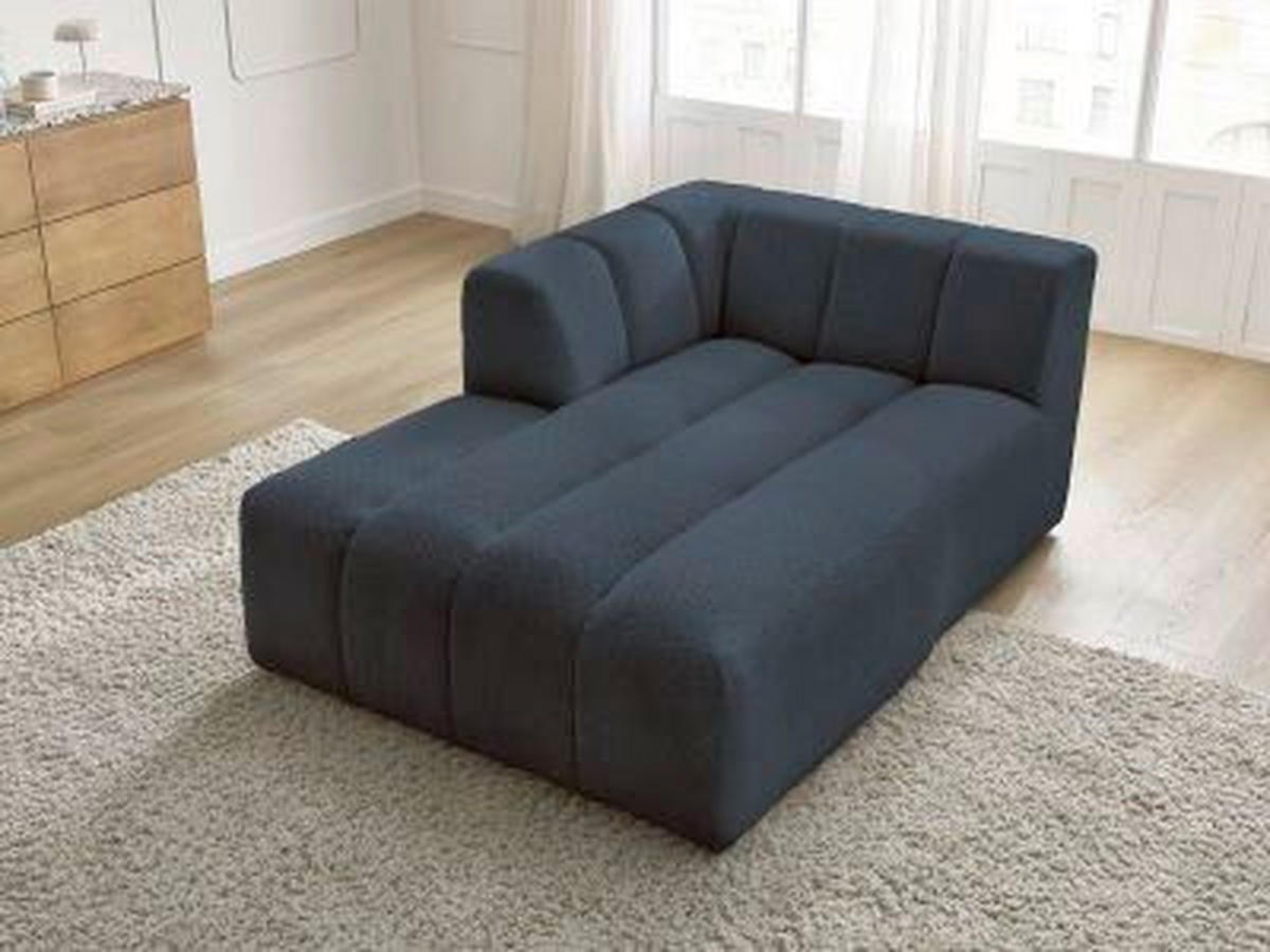 SOFAELEMENT ANNECY Bouclé Dunkelblau  - Schwarz/Dunkelblau, MODERN, Kunststoff/Textil (120/72/170cm)
