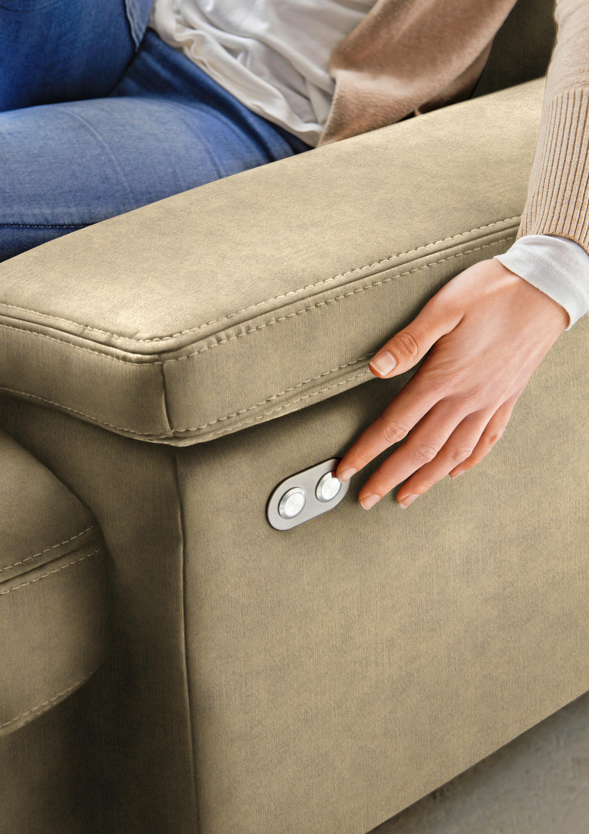 WOHNLANDSCHAFT in Velours Cappuccino  - Eichefarben/Cappuccino, Konventionell, Holz/Textil (167/316/235cm) - Beldomo System