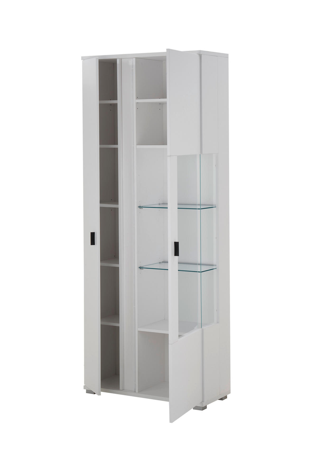 VITRINE in Weiß  - Silberfarben/Schwarz, Design, Glas/Holzwerkstoff (80/200/35cm) - MID.YOU