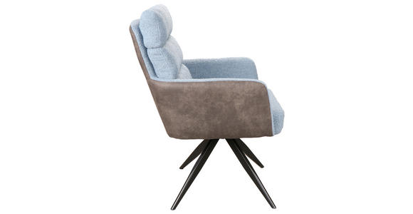 ARMLEHNSTUHL in Eisen Webstoff, Teddystoff - Blau/Schwarz, Design, Textil/Metall (60/91/67cm) - Novel