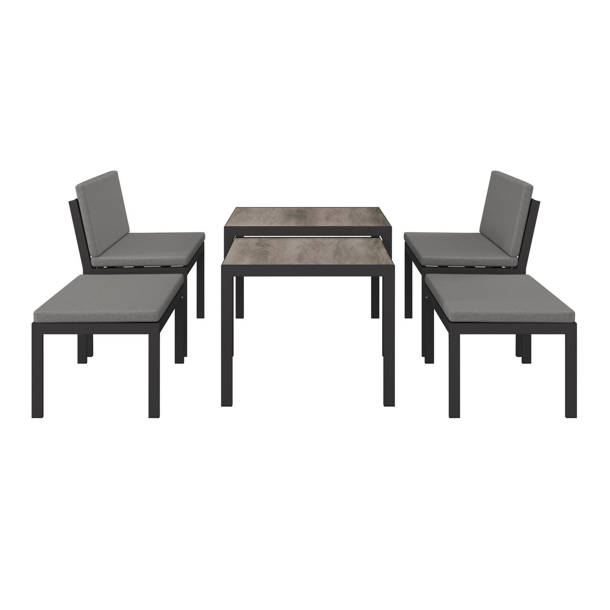 GARTENSET Webstoff Aluminium  - Anthrazit/Hellgrau, MODERN, Kunststoff/Textil - Ambia Garden