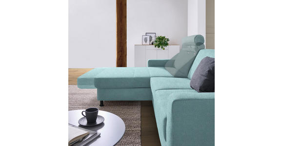 ECKSOFA in Webstoff Türkis  165/257 cm  - Türkis/Schwarz, Design, Kunststoff/Textil (165/257cm) - Xora