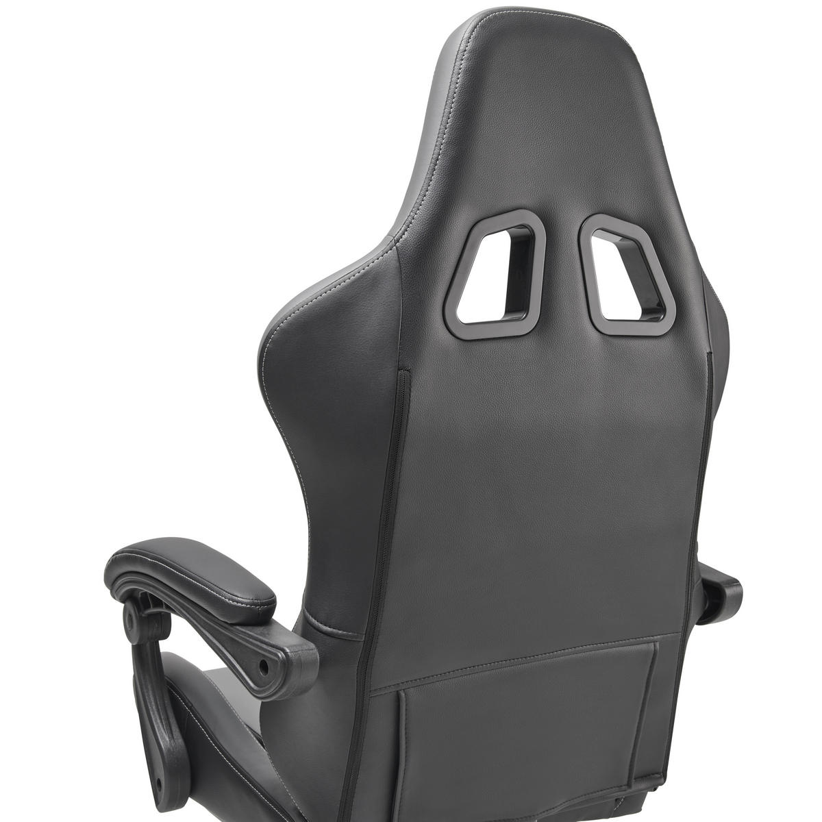 GAMINGSTUHL  in Lederlook Grau, Schwarz  - Schwarz/Grau, Lifestyle, Kunststoff/Textil (64/124-134/70cm) - MID.YOU