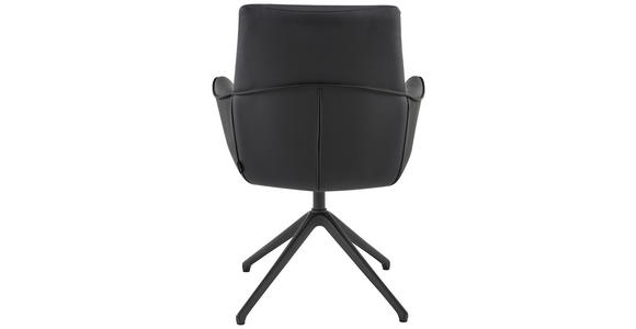 ARMLEHNSTUHL  Wippfunktion, Sitzfläche 360° drehbar, automatische Rückholfunktion  Echtleder  - Schwarz, Design, Leder/Metall (65/92/67,5cm) - Novel