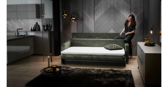 SCHLAFSOFA  in Flachgewebe Dunkelgrün  - Dunkelgrün/Schwarz, KONVENTIONELL, Textil/Metall (232/77/116cm) - Dieter Knoll