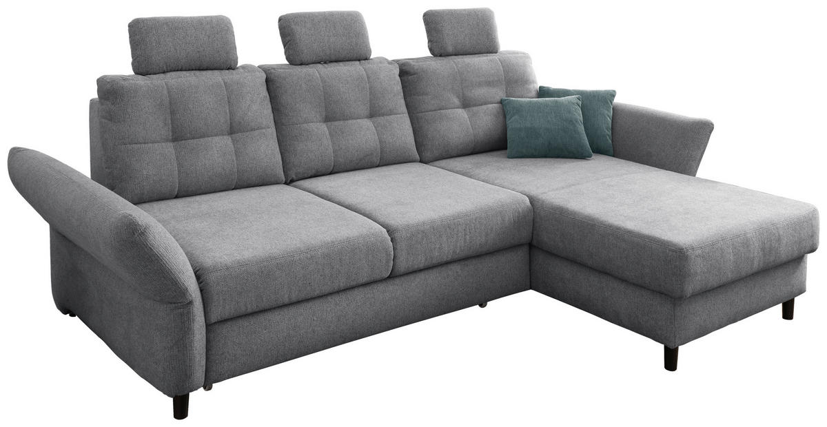 ECKSOFA Silberfarben Chenille  - Mintgrau/Silberfarben, MODERN, Holz/Textil (250-280/176cm) - Livetastic