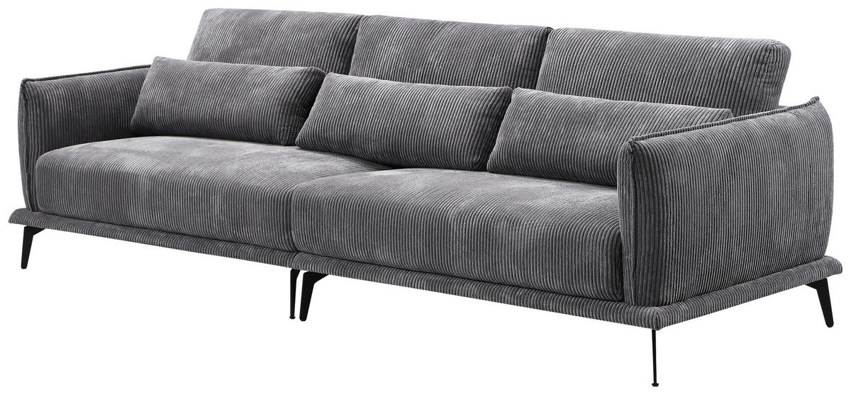 HÁROMÜLÉSES KANAPÉ textil szürke  - fekete/szürke, Design, textil/fém (260/81/89cm) - Livetastic
