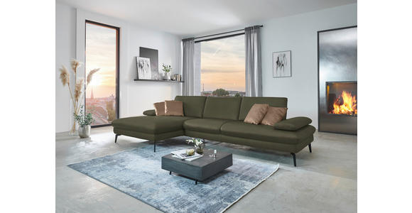 ECKSOFA in Echtleder Grau, Grün 157/325 cm - Schwarz/Grau, Design, Leder/Metall (157/325cm) - Dieter Knoll