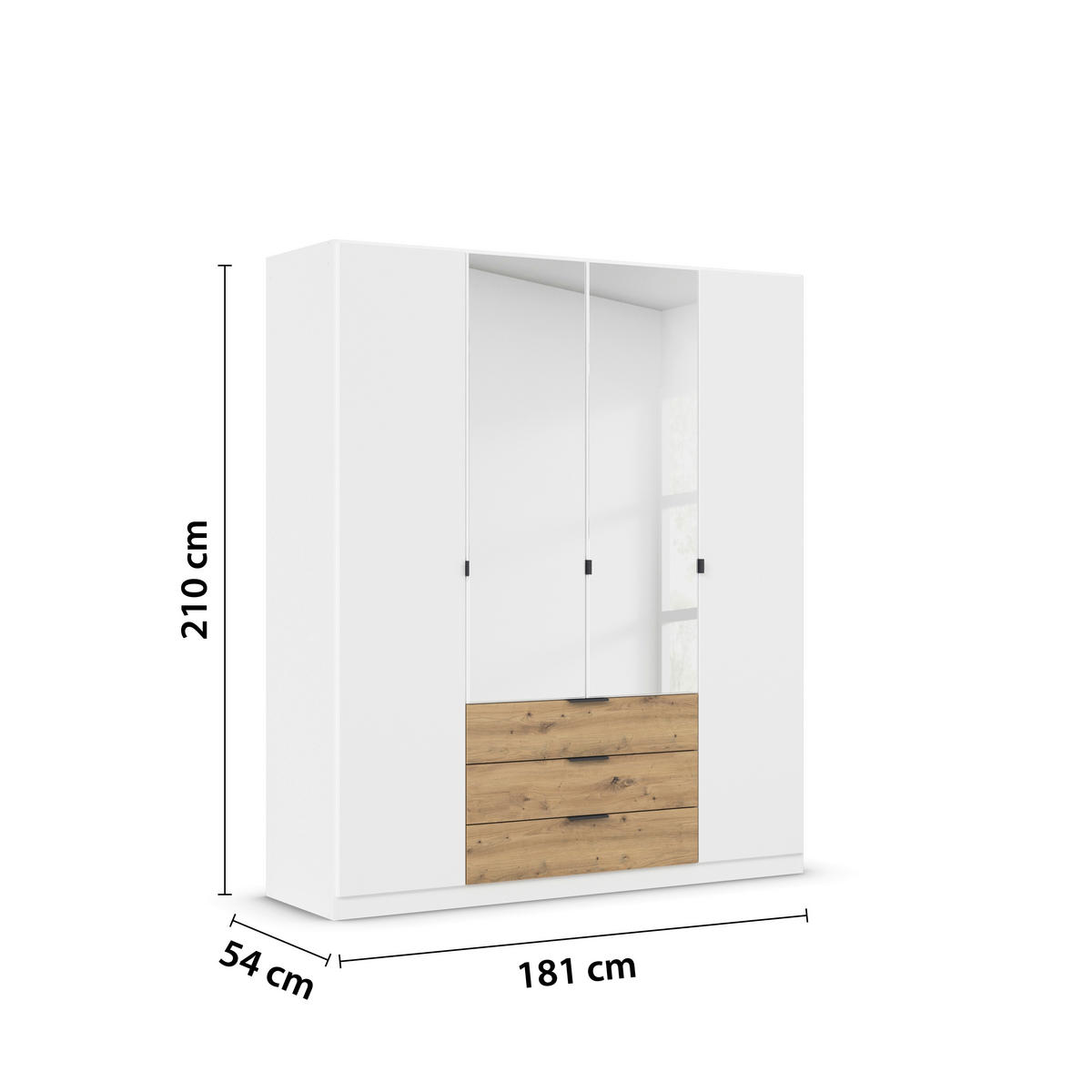 KLEIDERSCHRANK  in Weiß, Eiche Artisan, Grau  - Eiche Artisan/Weiß, Basics, Glas/Holzwerkstoff (181/210/54cm) - Boxxx