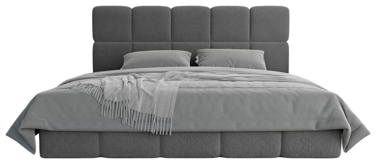 POLSTERBETT Cloudy Bettkasten, Lattenrost 140/200 cm  in Dunkelgrau  - Dunkelgrau/Schwarz, Design, Holz/Textil (140/200cm) - Boxxx