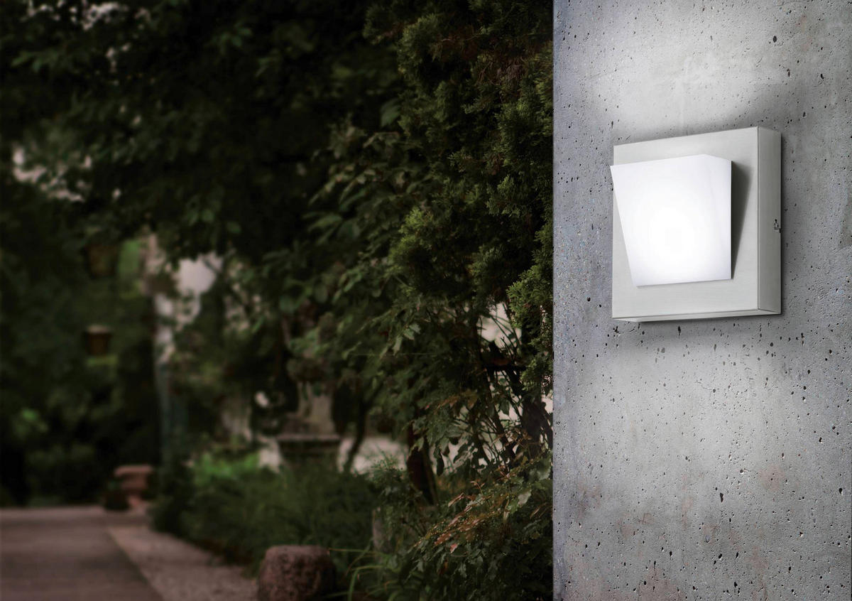 VÄGGLAMPA FÖR UTOMHUS - vit/stålfärgad, Klassisk, metall/plast (20/20/9,5cm) - Eglo