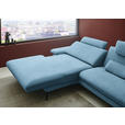 ECKSOFA  in Chenille, Flachgewebe Blau  180/284 cm  - Blau/Schwarz, Design, Textil/Metall (180/284cm) - Dieter Knoll