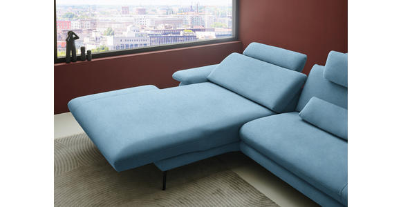 ECKSOFA  in Chenille, Flachgewebe Blau  180/284 cm  - Blau/Schwarz, Design, Textil/Metall (180/284cm) - Dieter Knoll