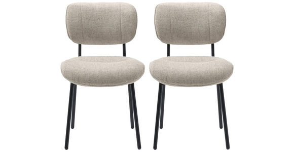 STUHL-SET 2 Stück  ,  , Bouclé  ,  - Creme/Schwarz, MODERN, Textil/Metall (50/98/50cm) - Carryhome