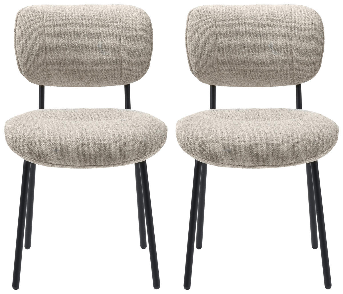 STUHL-SET 2 Stück  in Bouclé Textil  - Creme/Schwarz, MODERN, Textil/Metall (50/98/50cm) - Carryhome