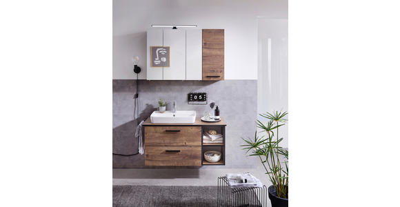 WASCHTISCHKOMBI  - Eichefarben/Schwarz, Design, Keramik/Holzwerkstoff (103/61,6/44,5cm) - Xora