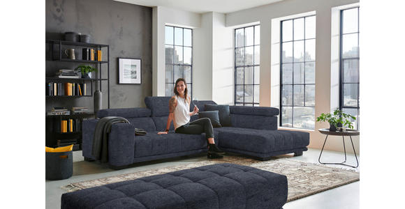 ECKSOFA  in Mikrofaser Dunkelgrau  301/207 cm  - Dunkelgrau/Schwarz, Design, Textil/Metall (301/207cm) - Xora