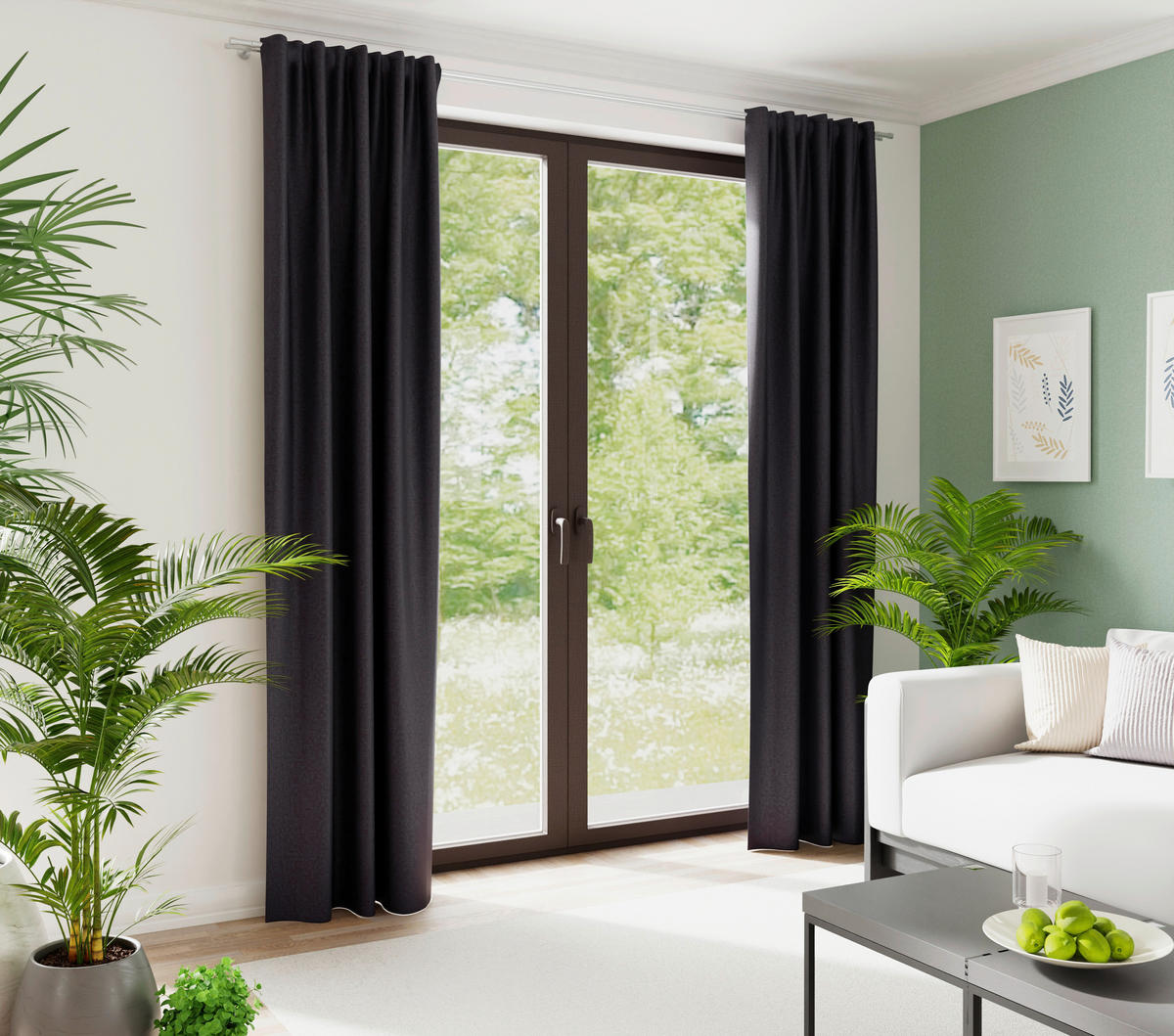 FERTIGVORHANG  blickdicht  140/245 cm   - Graphitfarben, Basics, Textil (140/245cm) - Fuggerhaus