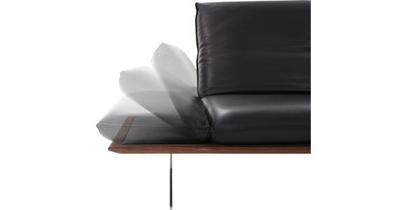 2,5-SITZER Echtleder Schwarz - Schwarz/Nickelfarben, Design, Leder (236/73-93/92-123cm) - Dieter Knoll