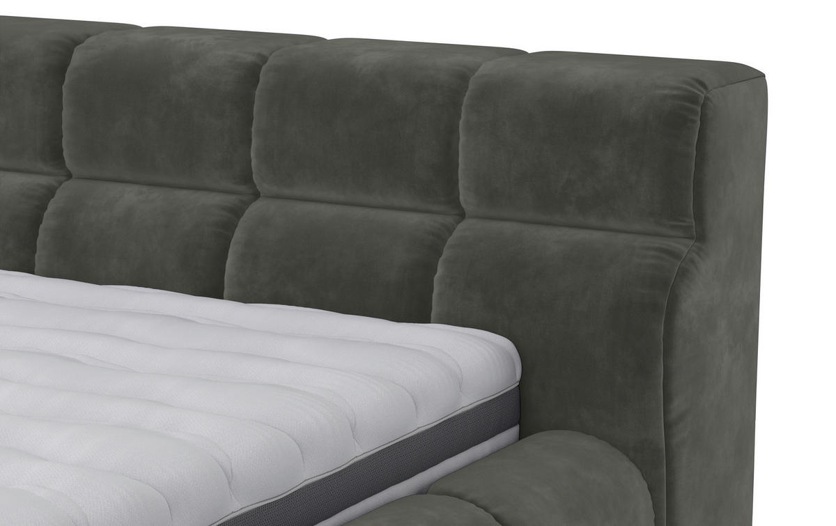 POLSTERBETT 200/200 cm,  in Dunkelgrau,  - Dunkelgrau/Schwarz, Design, Textil/Metall (200/200cm) - Belluti