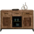 SIDEBOARD 130/80/40 cm  - Schwarz/Naturfarben, ROMANTIK / LANDHAUS, Glas/Holz (130/80/40cm) - Carryhome