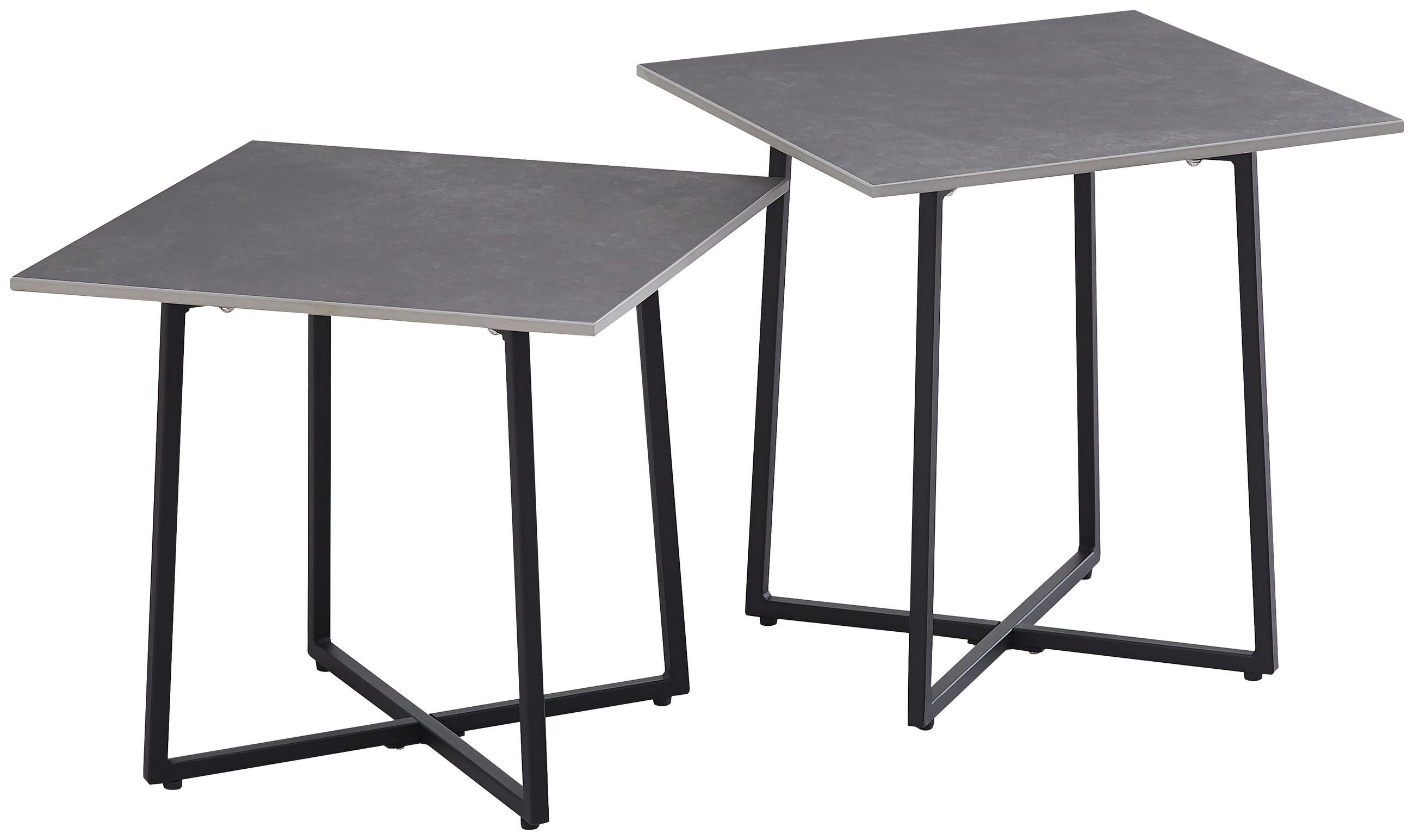 COUCHTISCHSET 45/45/45/45/41/46 cm quadratisch Schwarz, Hellgrau  - Hellgrau/Schwarz, Design, Stein/Metall (45/45/45/45/41/46cm) - Carryhome