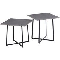 COUCHTISCHSET 45/45/45/45/41/46 cm quadratisch Schwarz, Hellgrau  - Hellgrau/Schwarz, Design, Stein/Metall (45/45/45/45/41/46cm) - Carryhome