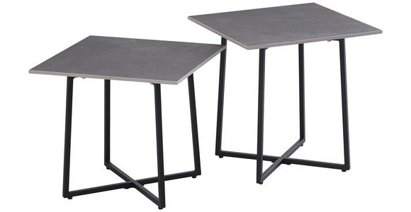 COUCHTISCHSET 45/45/45/45/41/46 cm quadratisch Schwarz, Hellgrau  - Hellgrau/Schwarz, Design, Stein/Metall (45/45/45/45/41/46cm) - Carryhome