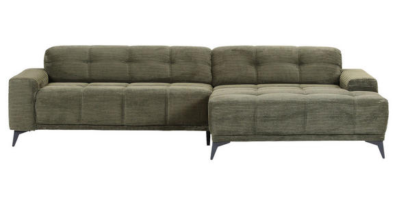 ECKSOFA in Cord Dunkelgrün  - Dunkelgrün/Schwarz, KONVENTIONELL, Textil/Metall (295/165cm) - Carryhome