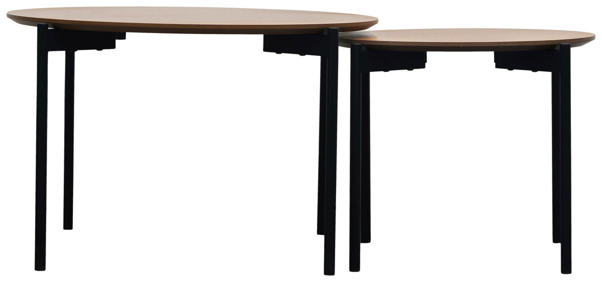 SATZTISCH in Metall, Holzwerkstoff  - Schwarz/Naturfarben, Modern, Holzwerkstoff/Metall (70/50/45/42/70/50cm) - MID.YOU