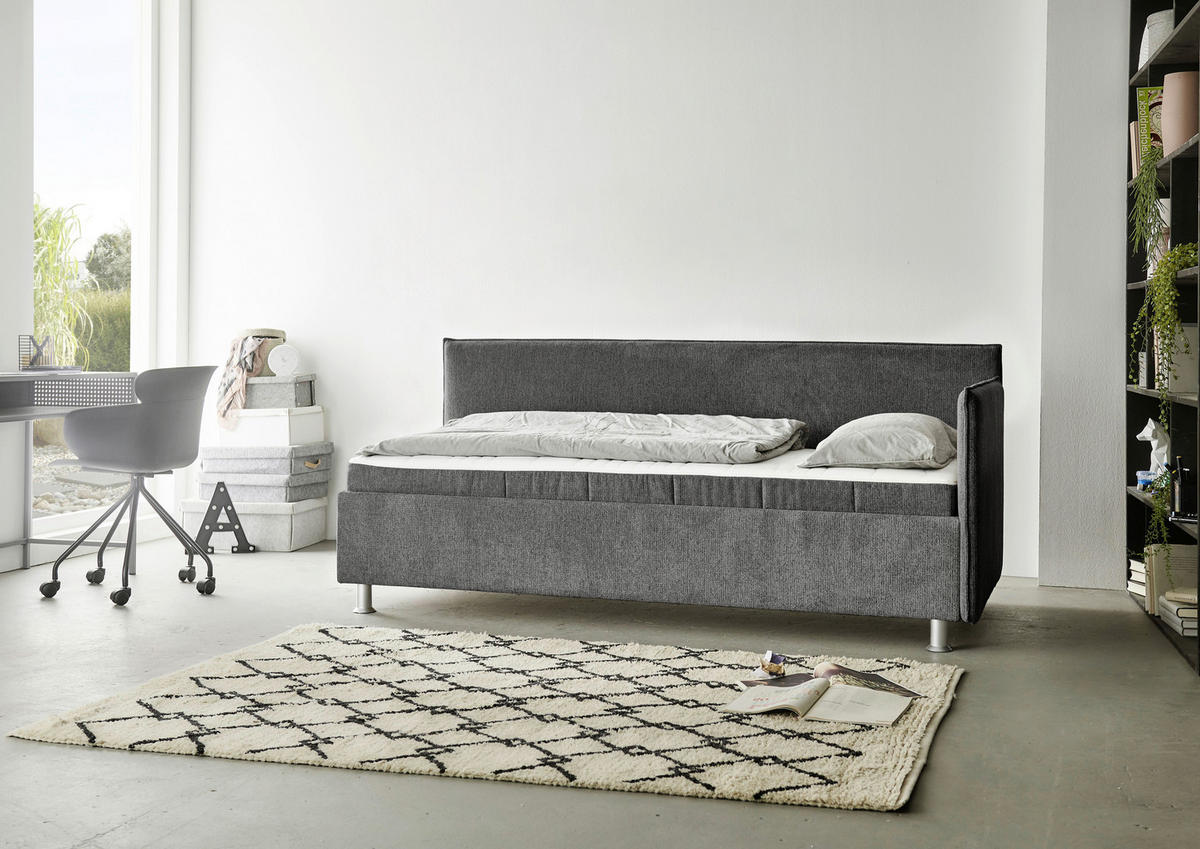 POLSTERLIEGE Flachgewebe Anthrazit  - Anthrazit/Alufarben, KONVENTIONELL, Holz/Holzwerkstoff (90/200cm) - Beldomo - Sleep