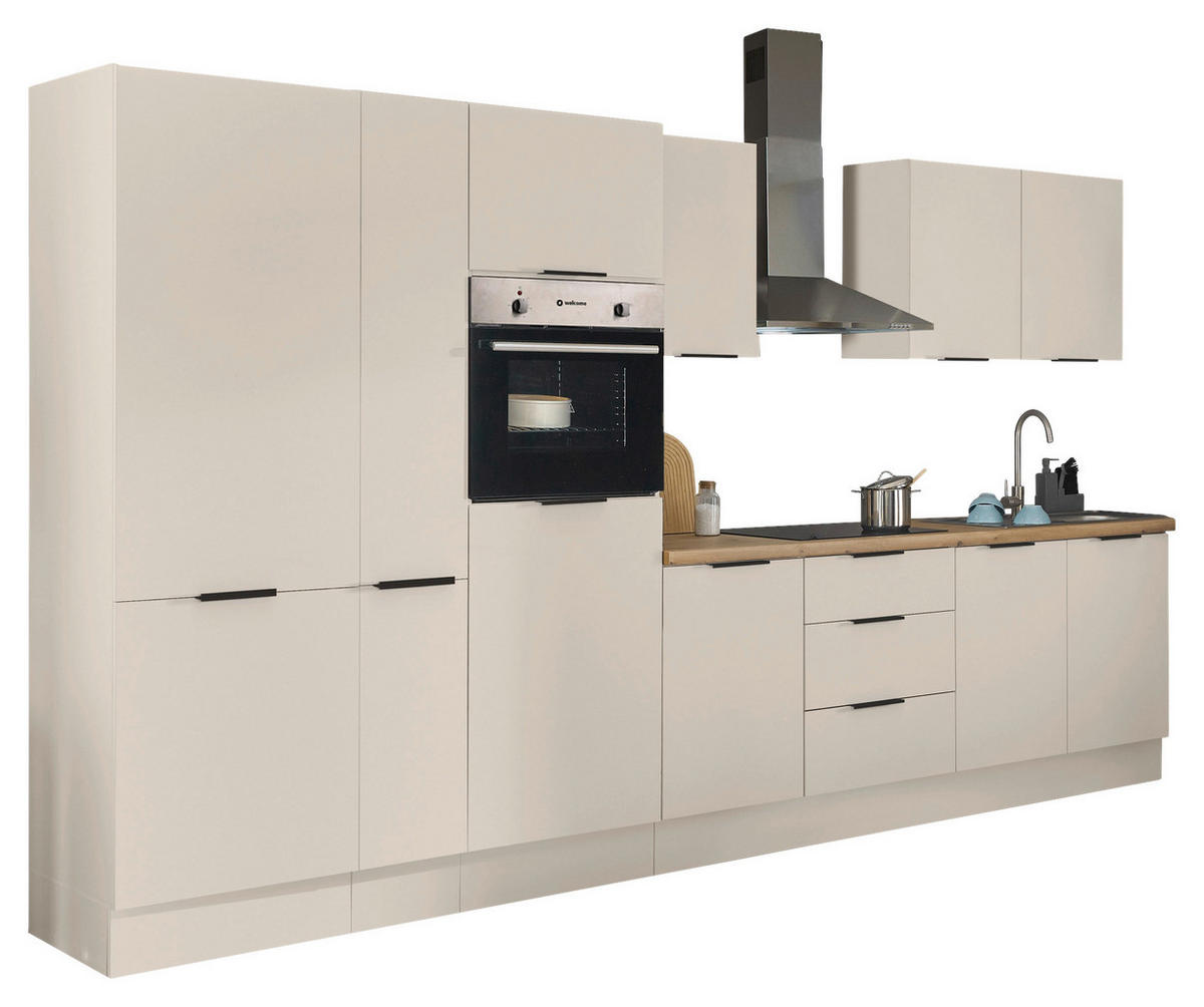 KÜCHENBLOCK   in Kaschmir  - Kaschmir/Schwarz, Basics, Holzwerkstoff/Metall (360/211/60cm) - Xora