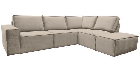 ECKSOFA Taupe Chenille  - Taupe/Schwarz, KONVENTIONELL, Kunststoff/Textil (275/212cm) - Carryhome