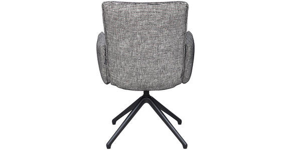 ARMLEHNSTUHL  Sitzfläche 360° drehbar, inklusive Armlehnen, automatische Rückholfunktion Webstoff  - Schwarz/Weiß, Design, Textil/Metall (65/91/65cm) - Novel