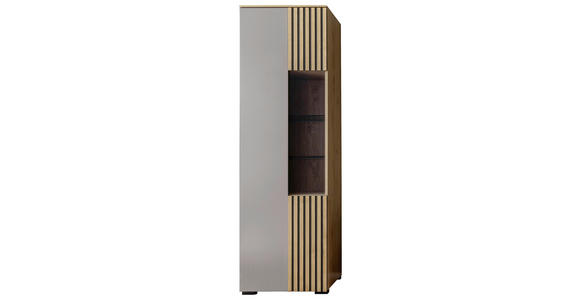 VITRINE in furniert Wildeiche Greige, Wildeiche - Wildeiche/Greige, Design, Glas/Holz (60/200/45cm) - Moderano