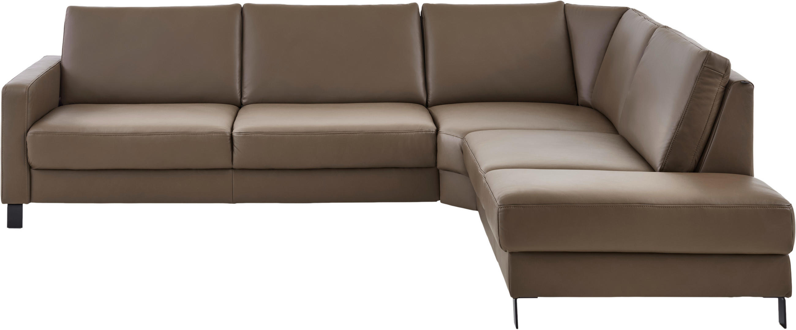 ECKSOFA Echtleder Braun  - Schwarz/Braun, Konventionell, Leder/Metall (306/243cm) - Dieter Knoll