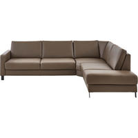 ECKSOFA Echtleder Braun  - Schwarz/Braun, Konventionell, Leder/Metall (306/243cm) - Dieter Knoll