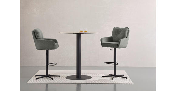 BARHOCKER Leinenoptik Grau, Schwarz Eisen Stoffauswahl, Sitzfläche 360° drehbar  - Taupe/Schwarz, Design, Textil/Metall (58/103-123/61cm) - Novel