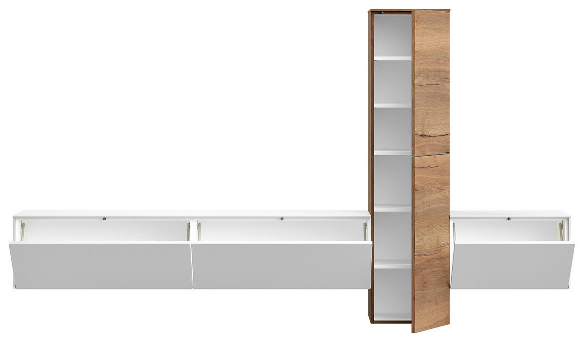 WOHNWAND  in Weiß, Eichefarben  282/160/37 cm  - Eichefarben/Weiß, Design, Holzwerkstoff (282/160/37cm) - Celina Home