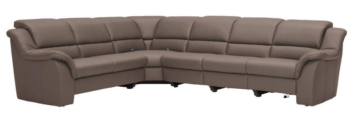 ECKSOFA  in Echtleder Fango  260/324 cm  - Fango/Schwarz, KONVENTIONELL, Leder/Kunststoff (260/324cm) - Cantus