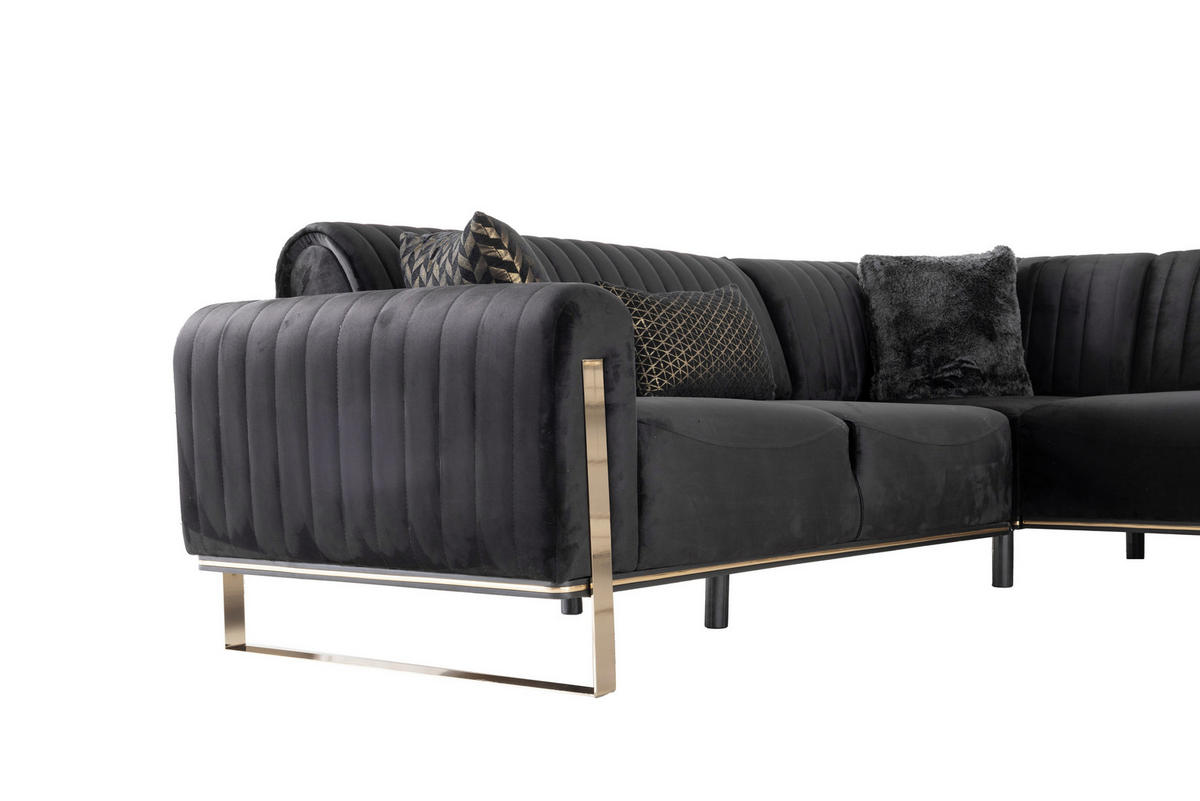 Freisteller von Livetastic ECKSOFA Schwarz Velours.