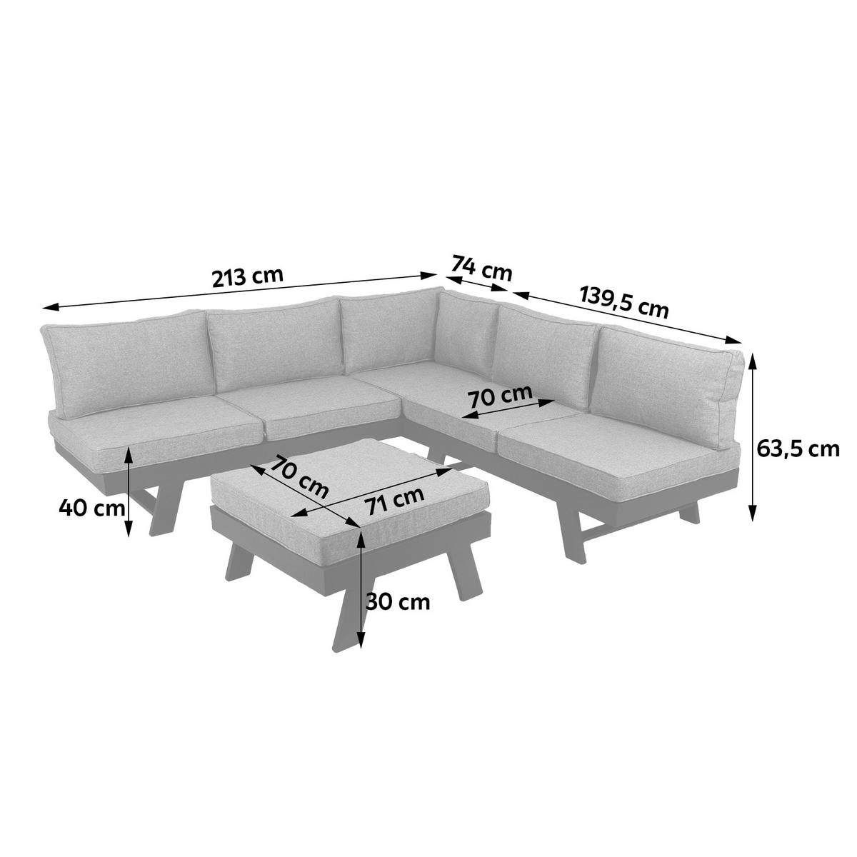LOUNGEGARNITUR 3-teilig   Aluminium  - Schwarz/Grau, Basics, Kunststoff/Textil - Gardenson