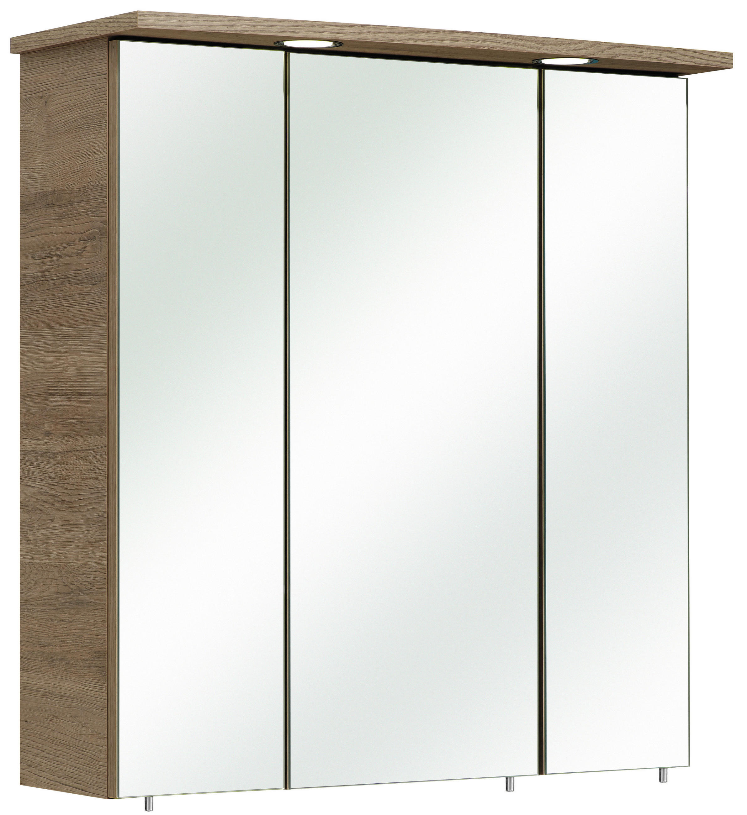 SPIEGELSCHRANK 65/72/20 cm  - Eichefarben/Silberfarben, Basics, Glas/Holzwerkstoff (65/72/20cm) - Carryhome