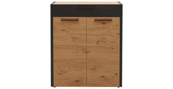 SCHUHSCHRANK 86/103/37 cm - Eichefarben/Schwarz, Design, Holz/Metall (86/103/37cm) - Dieter Knoll