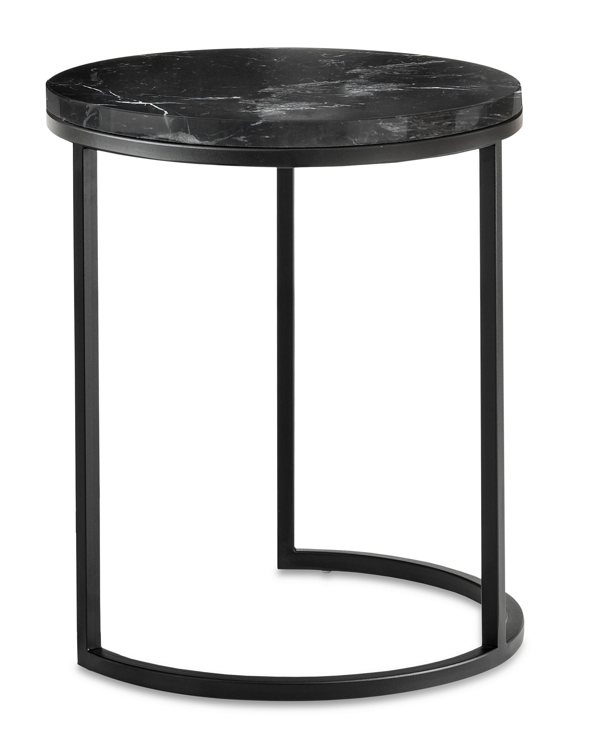 BEISTELLTISCH in Stein 39/39/49 cm  - Schwarz, Design, Stein/Metall (39/39/49cm) - Johann Jakob