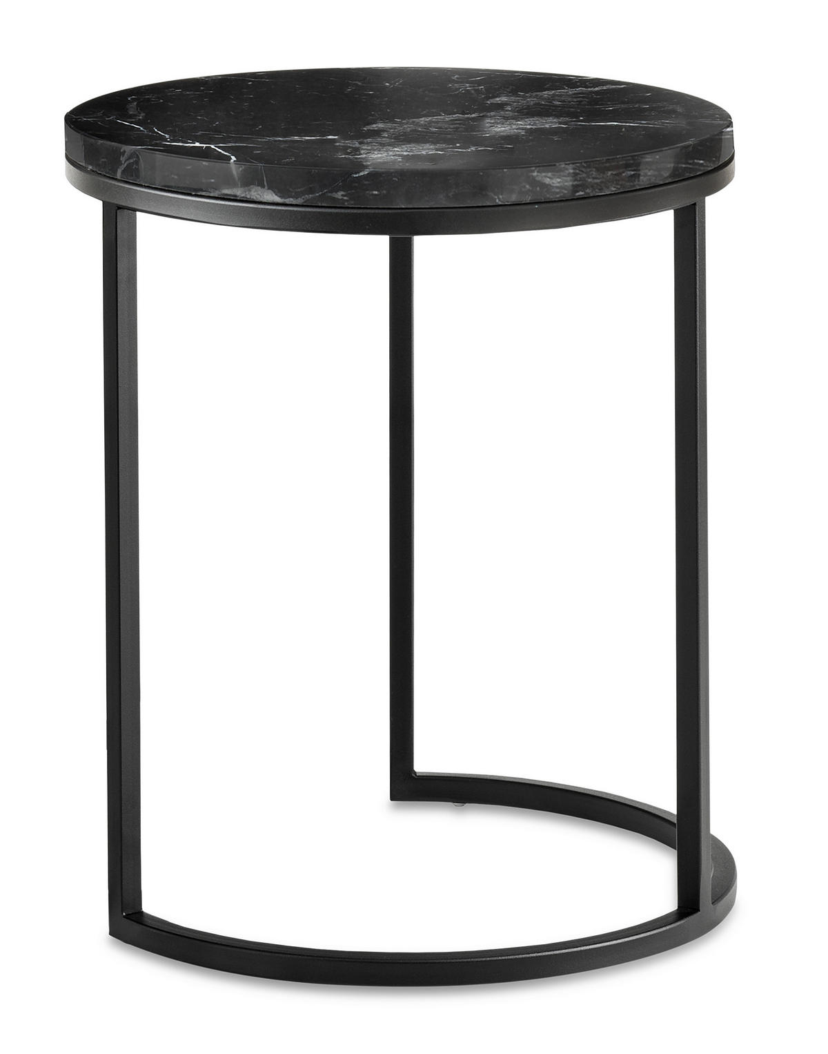 BEISTELLTISCH in Stein 39/39/49 cm  - Schwarz, Design, Stein/Metall (39/39/49cm) - Johann Jakob