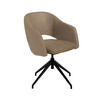 ARMLEHNSTUHL  Stoffauswahl, Wippfunktion, Sitzfläche 360° drehbar, gepolsterte Armlehnen Flachgewebe  - Hellbraun/Schwarz, Design, Textil/Metall (63/74-90/57-73cm) - Koinor